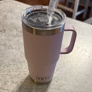 Yeti Light Pink Mug with Clear Lid and Straw